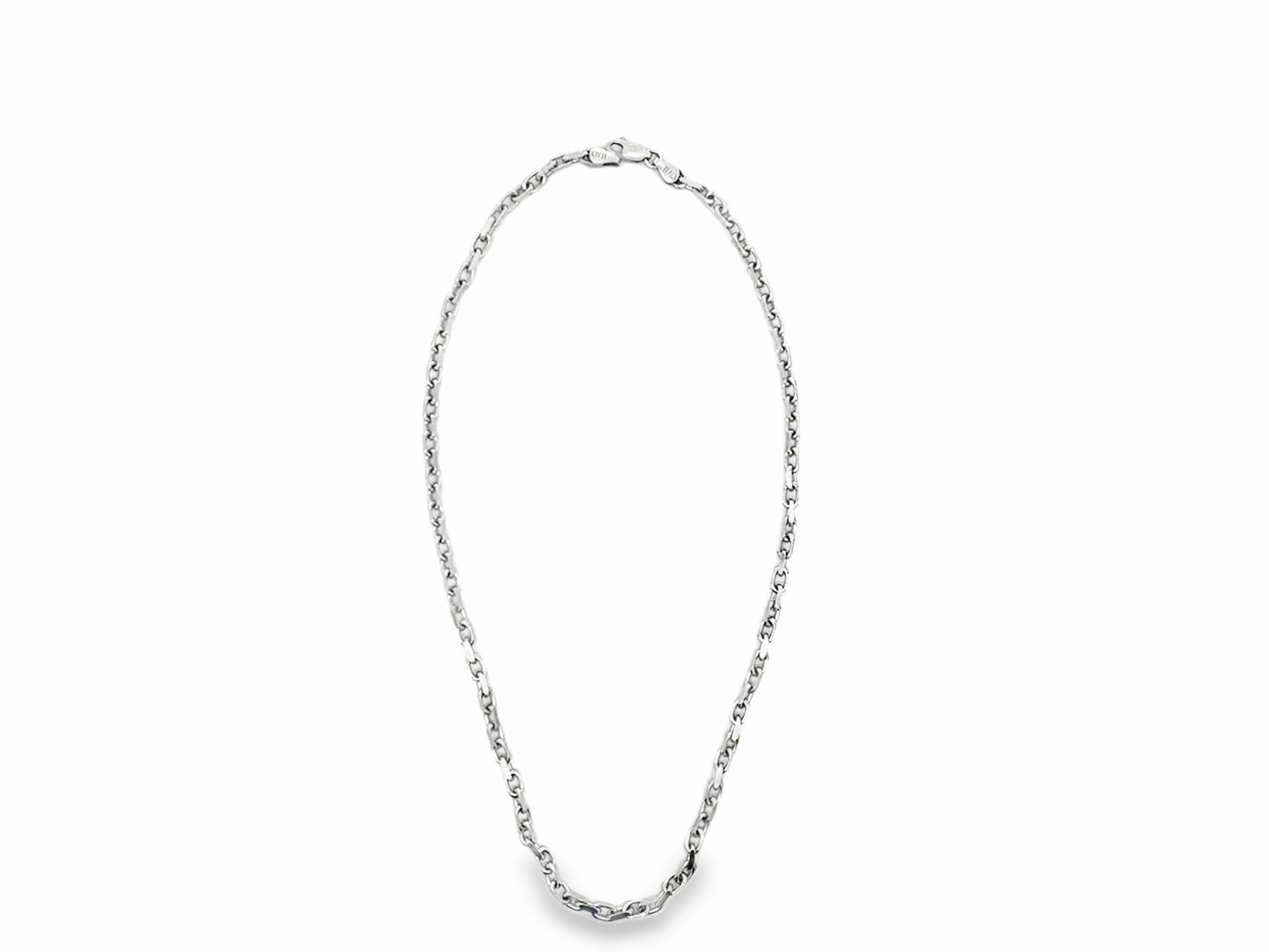 Rhodium Plated Sterling Silver Cable Link Chain Necklace