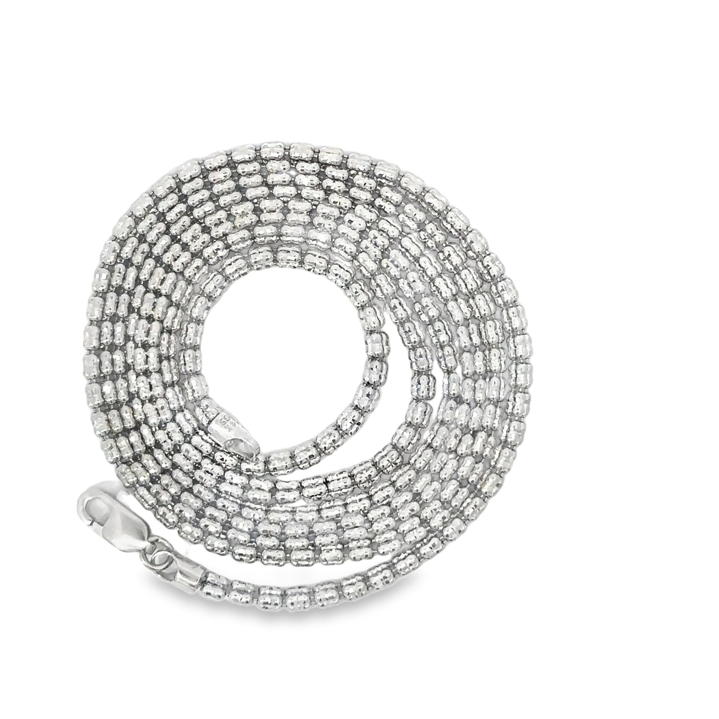 14K White Gold Diamond-Cut Ice Chain Necklace 26in 2.5mm 12.6g