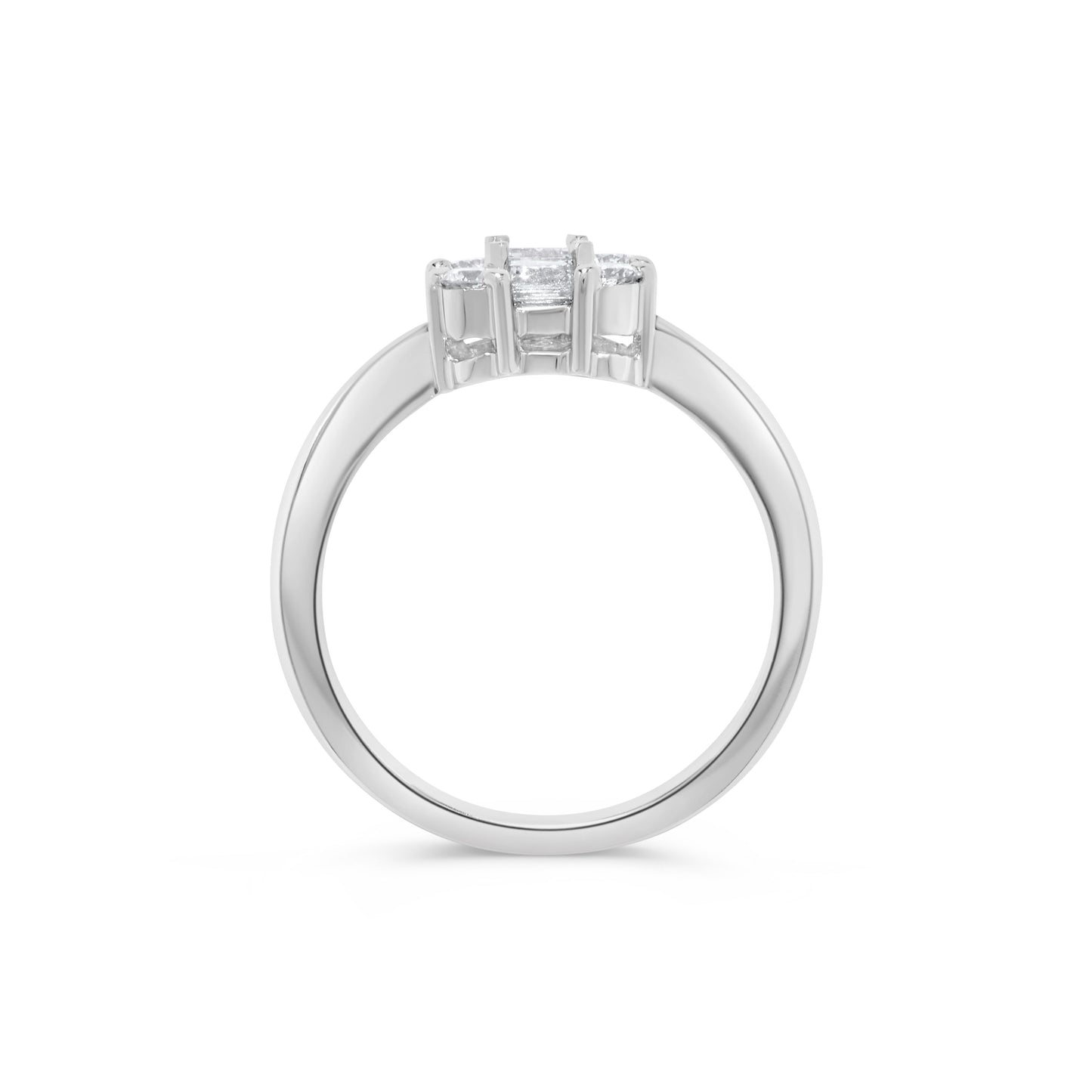. Baguette Diamond Cluster Ring in 14K White Gold