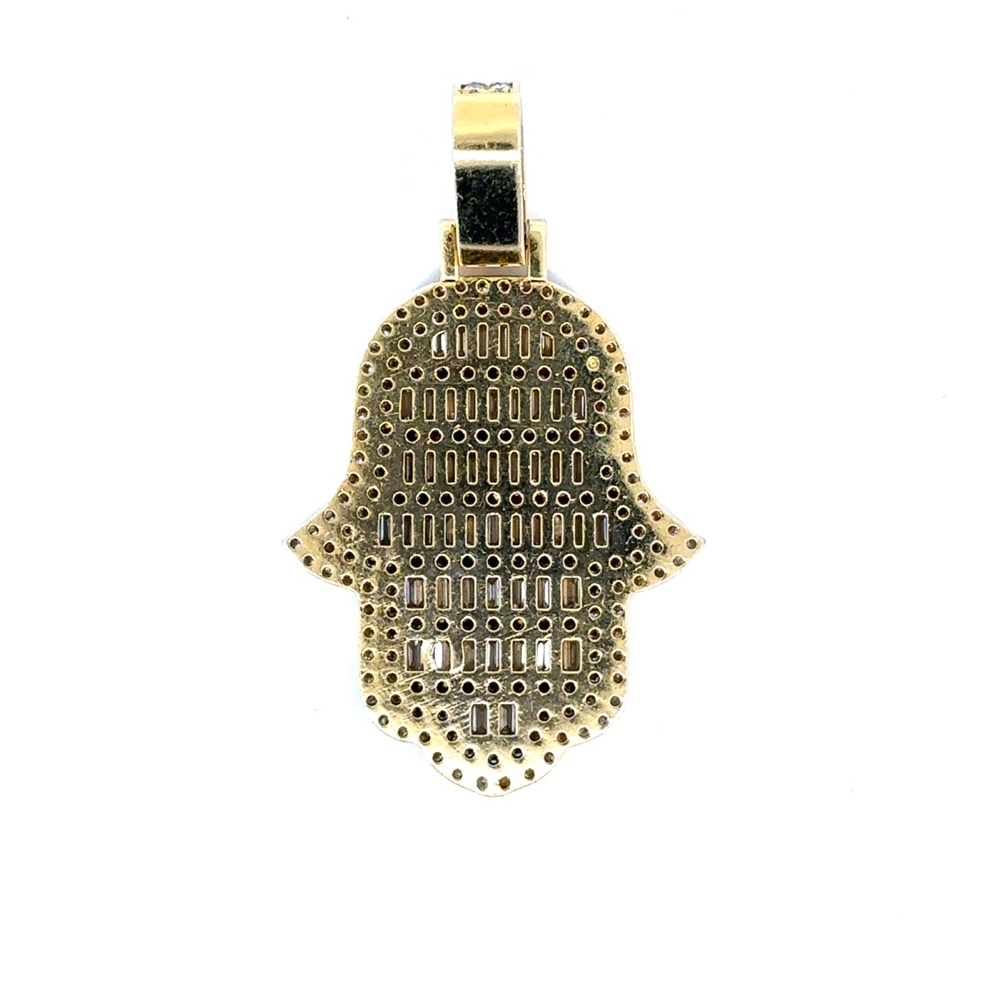 14K Yellow Gold Hamsa Pendant with 2.67 Carats of Lab Grown Diamonds