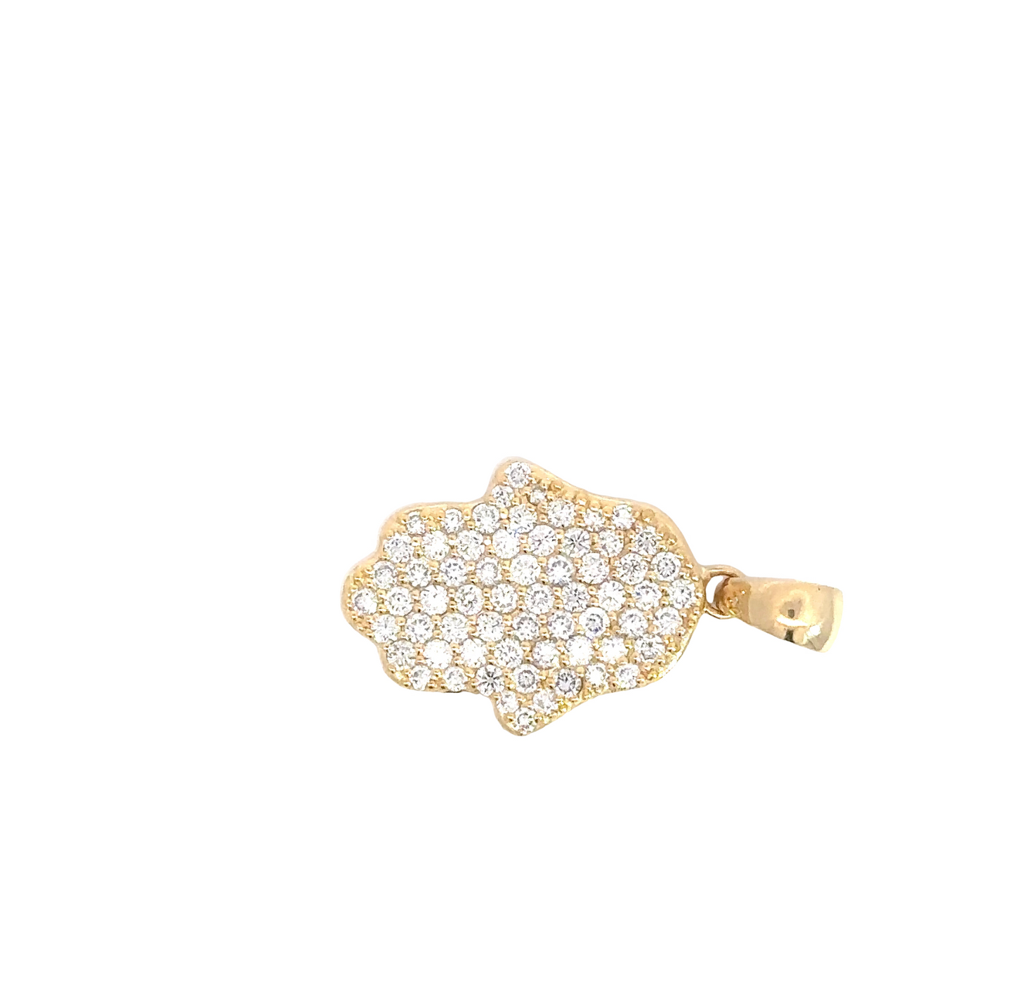14K Yellow Gold Lab Grown Diamond Hamsa Pendant 2 Carat F VS1