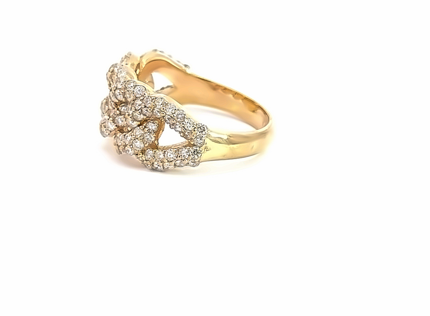 Diamond Cuban Link Ring in 14K Yellow Gold, SI2 Clarity