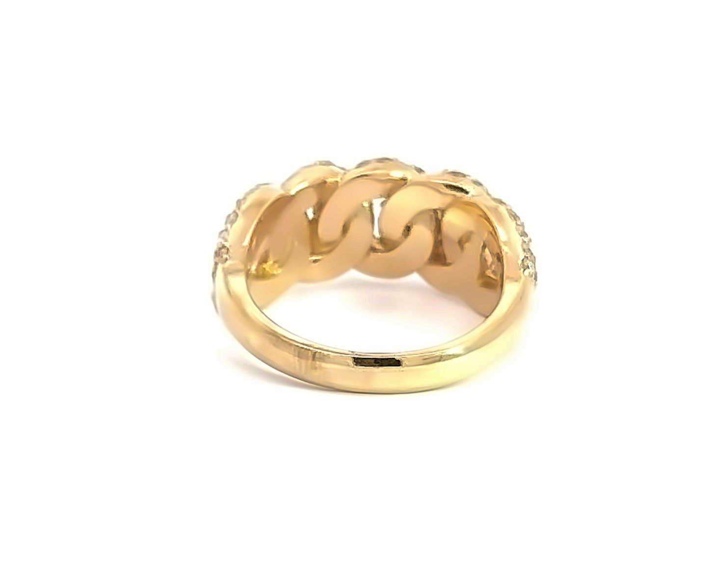 Diamond Cuban Link Ring in 14K Yellow Gold, SI2 Clarity
