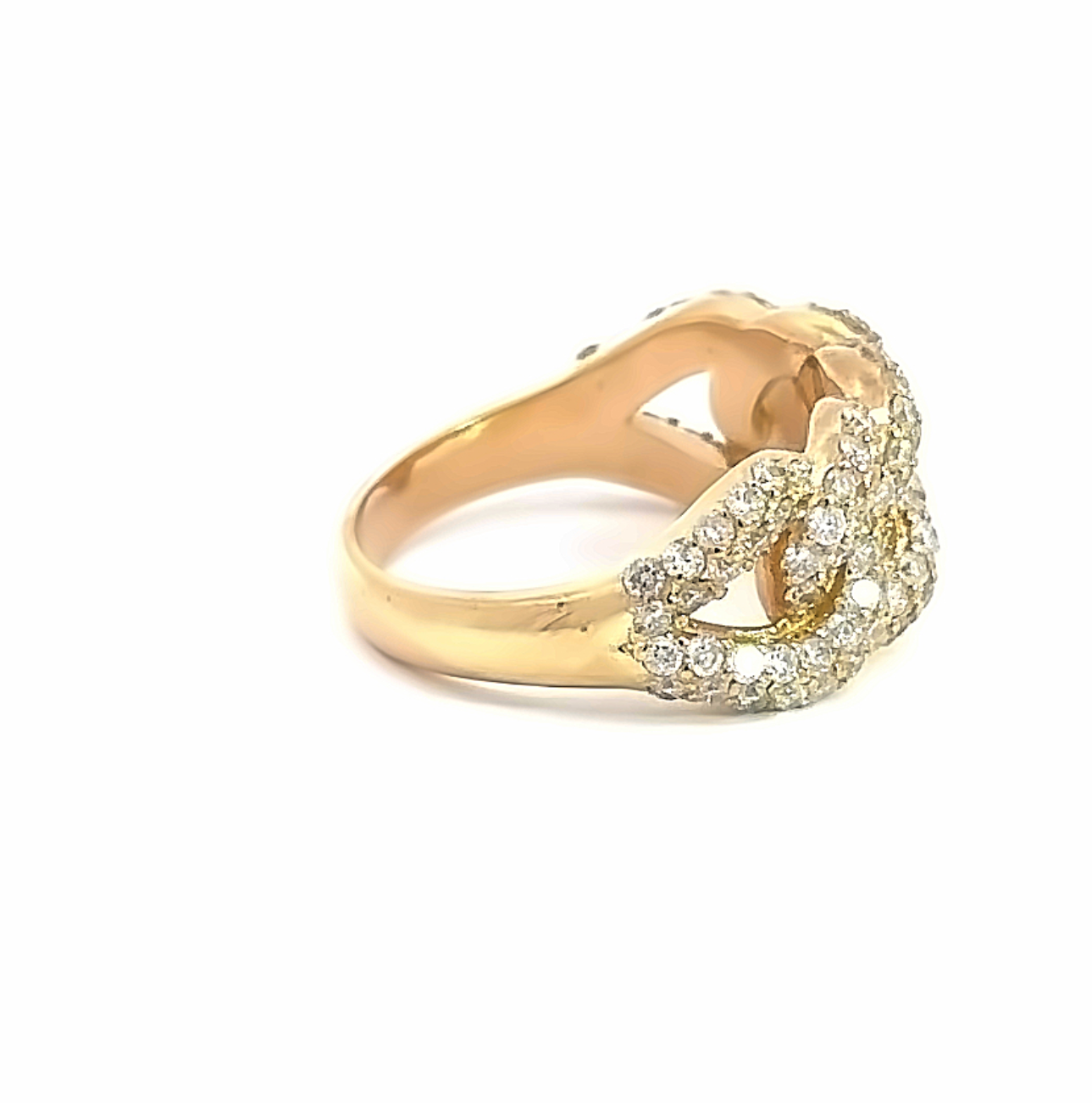 14K Yellow Gold Lab-Grown Diamond Cuban Link Ring, 5.00 Carats (F VS1)