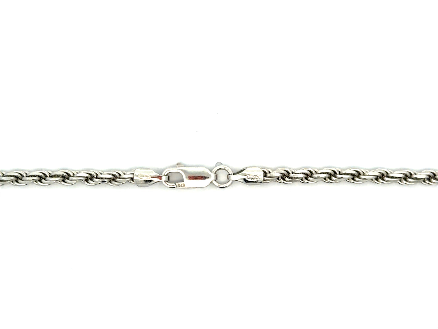 Rhodium Plated Sterling Silver Rope Chain Necklace