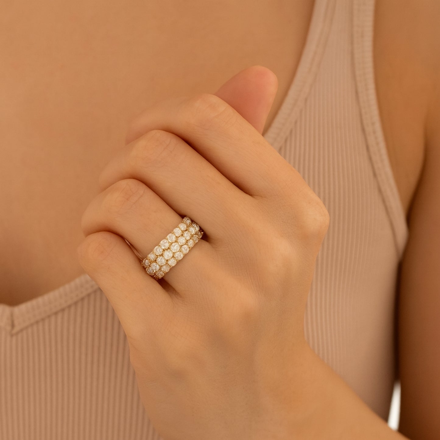 14K Yellow Gold Diamond Eternity Band Ring (7.5ct Total Weight, VS2 Clarity)