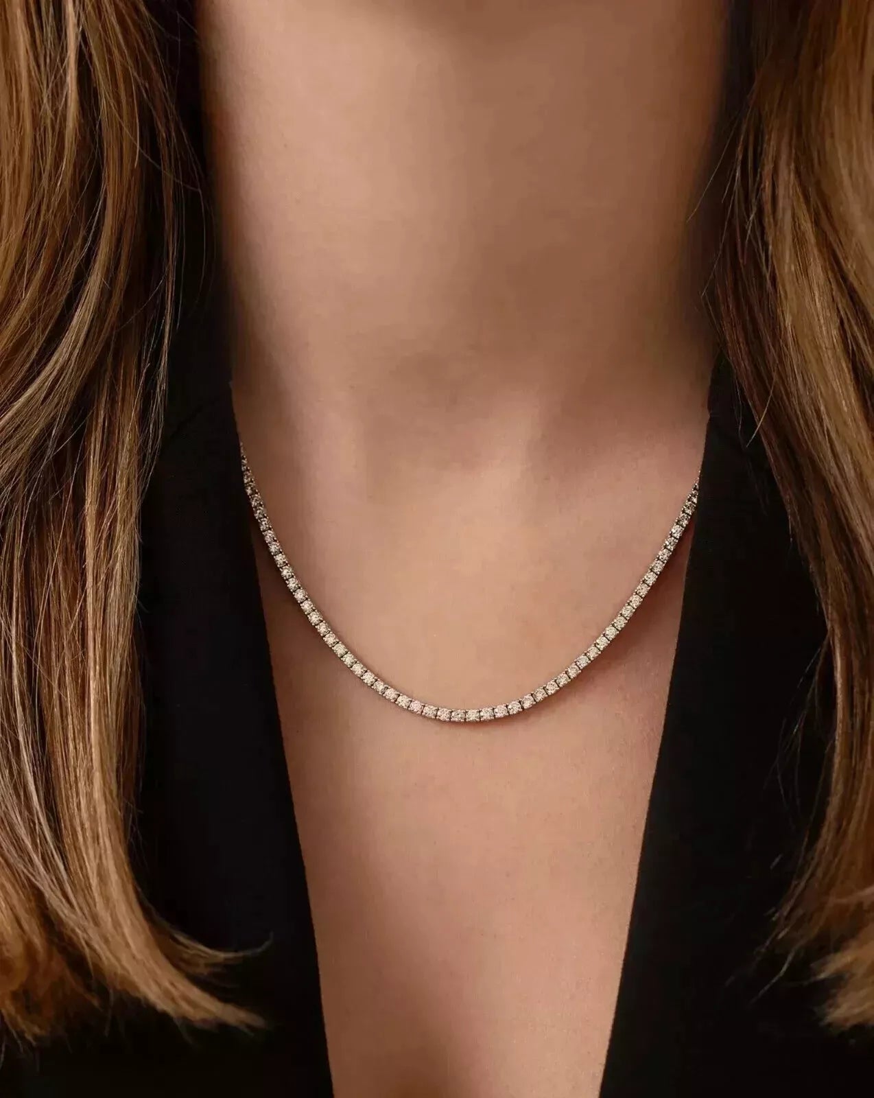 5.50ct Diamond Tennis Necklace Eternity 14k Gold 20 Inch Yellow Gold