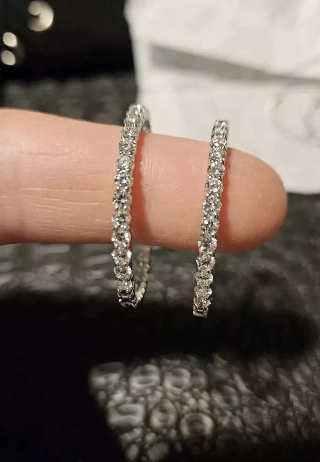 Diamond Hoop Earrings - 3.6 CTW Lab Grown Diamonds and 14K White Gold