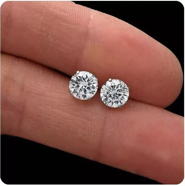 Diamond Stud Earrings E VS1 Round 3 Ct IGI Certified Lab created 14K White Gold