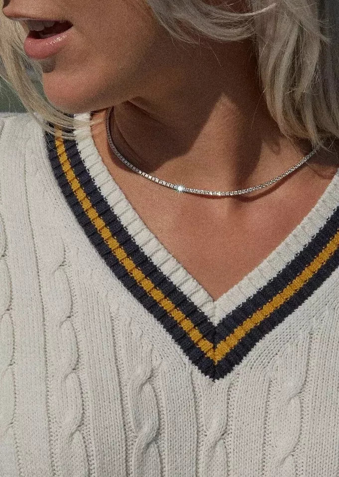 11 Ct TW Round Cut Natural Diamond Tennis Necklace 14K Yellow Gold 18 Inch