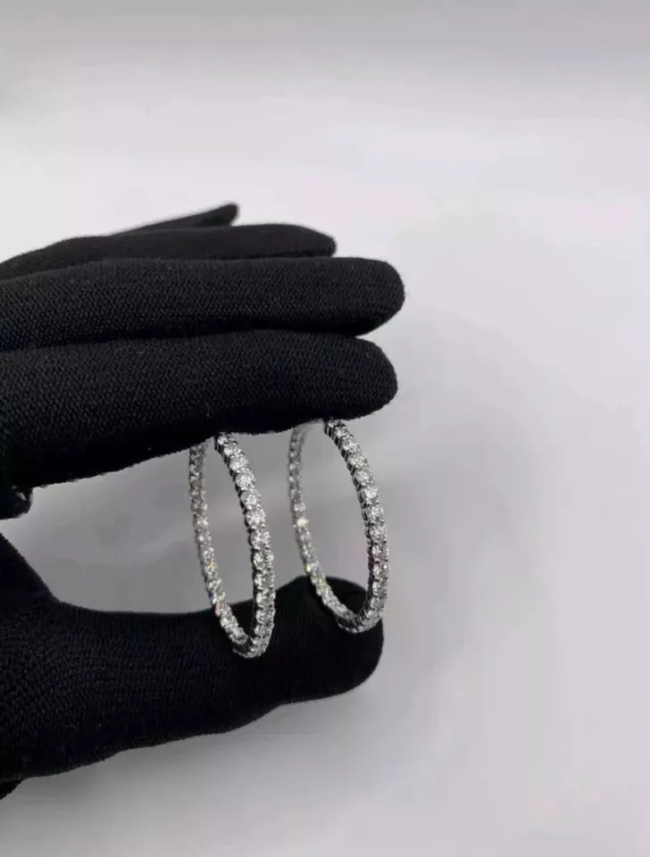 3.6Ctw Lab Grown Diamond Hoop Earrings 14K White Gold E-F/VS