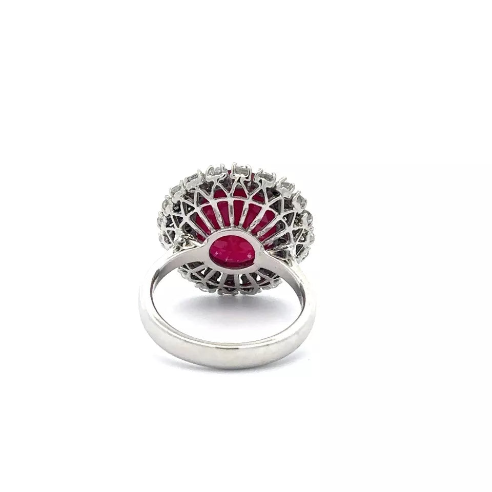 Radiant Ruby Diamond Ring with 1ct Diamonds (SI Clarity) and 5ct Natural Ruby