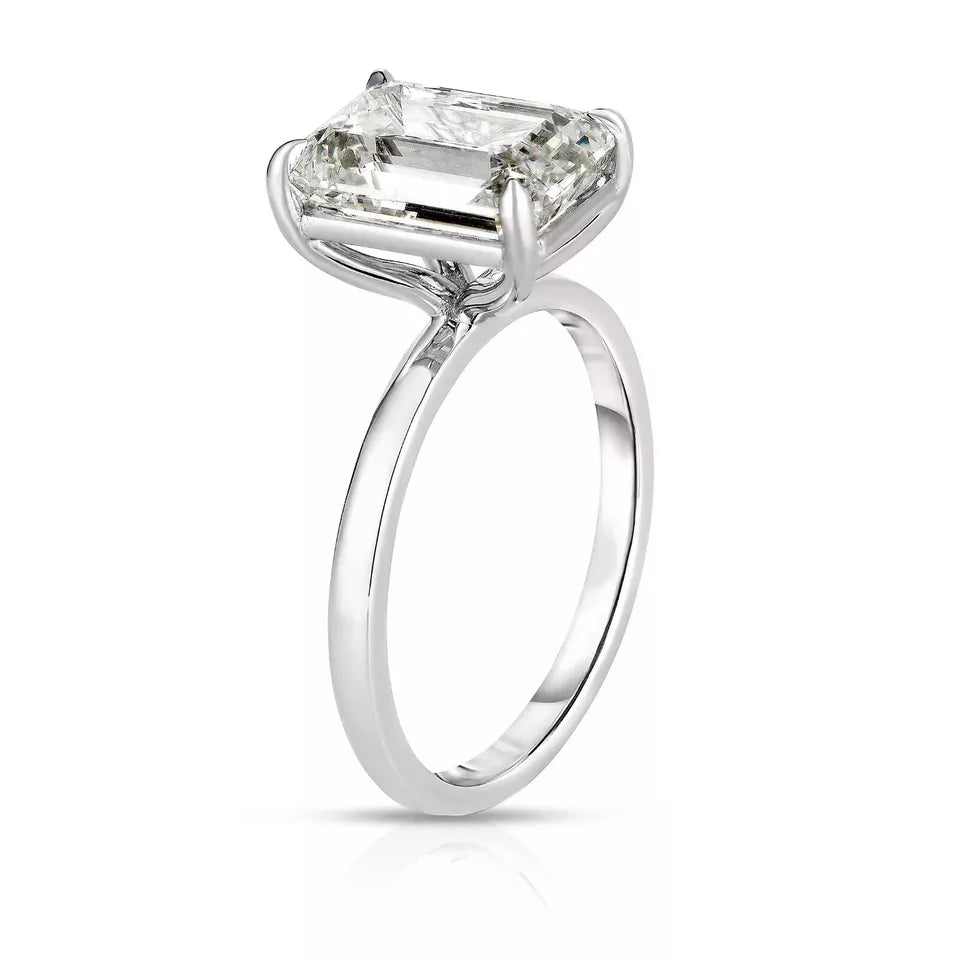 3.00 Emerald Cut Diamond Ring Lab Grown Diamond IGI Certified Set in Platinum