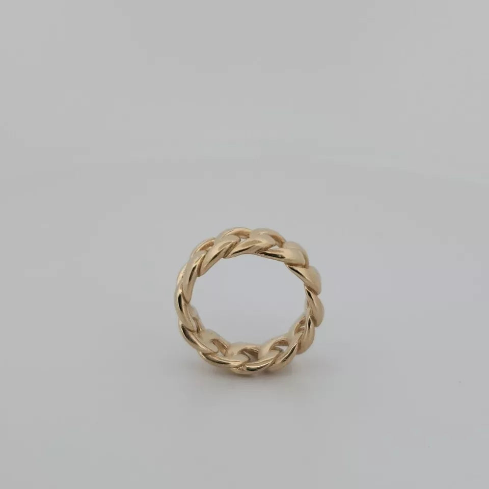 14K Yellow Gold Cuban Link Ring 9MM