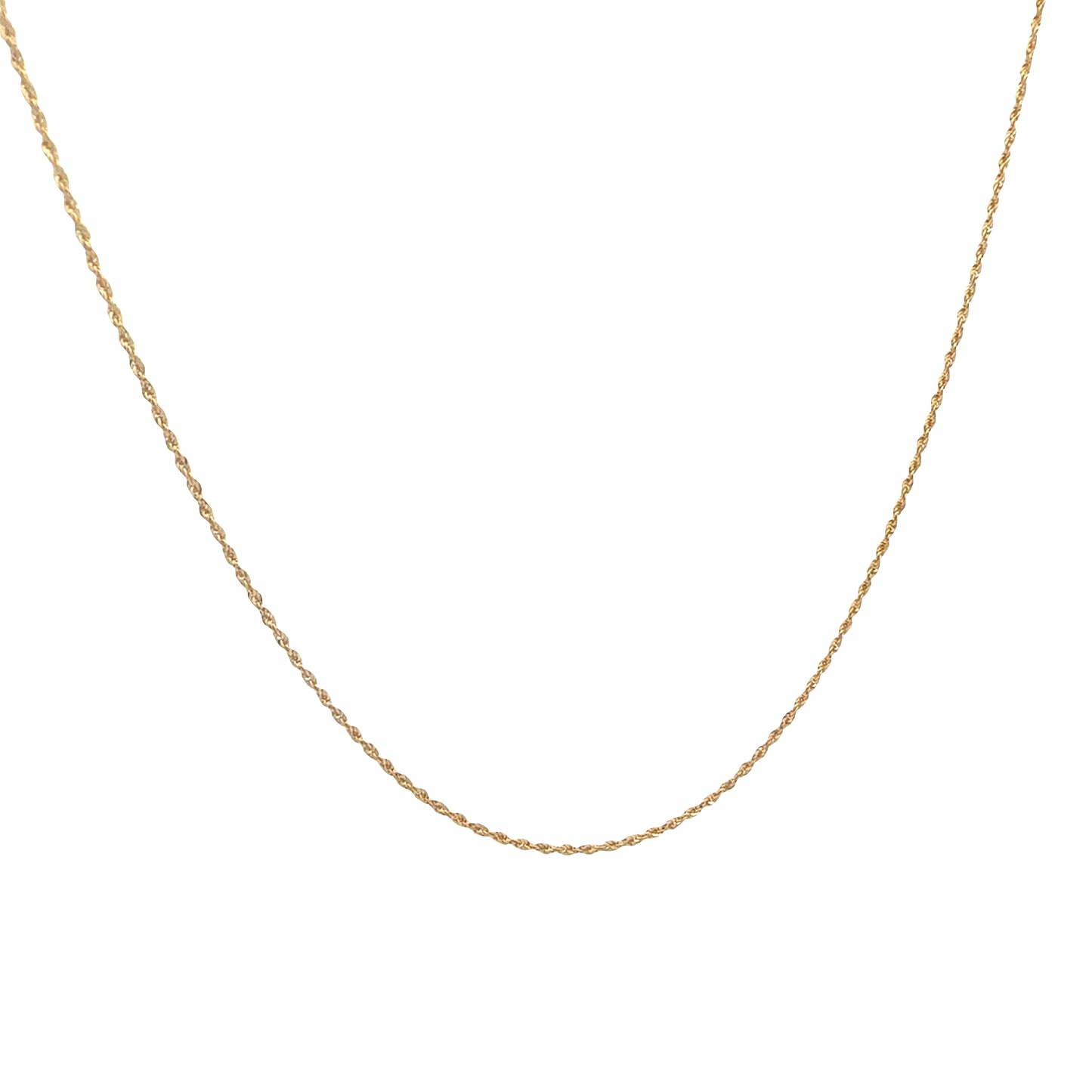 18K Yellow Gold Diamond Cut Rope Chain Necklace 1.5MM