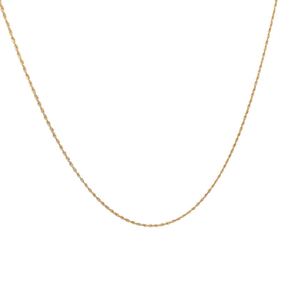 18K Yellow Gold Diamond Cut Rope Chain Necklace 1MM 16 In