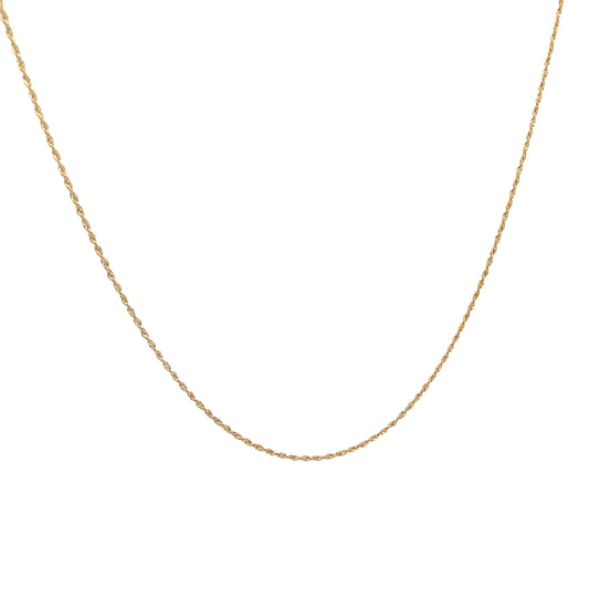 18K Yellow Gold Diamond Cut Rope Chain Necklace 1.5MM