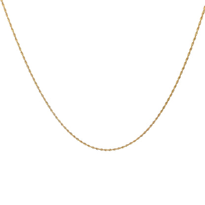 18K Yellow Gold Diamond Cut Rope Chain Necklace 1MM 16 In