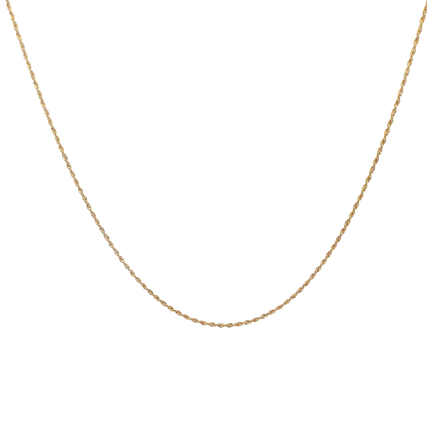 18K Yellow Gold Diamond Cut Rope Chain Necklace 1.5MM