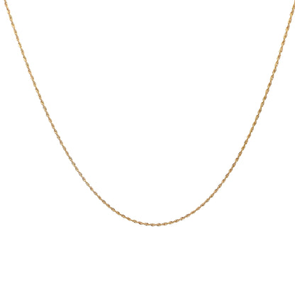18K Yellow Gold Diamond Cut Rope Chain Necklace 1MM 16 In