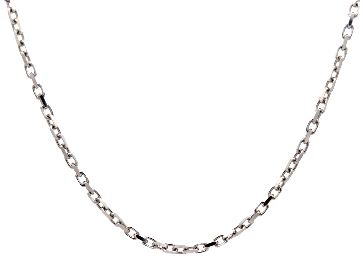 Rhodium Plated Sterling Silver Cable Link Chain Necklace