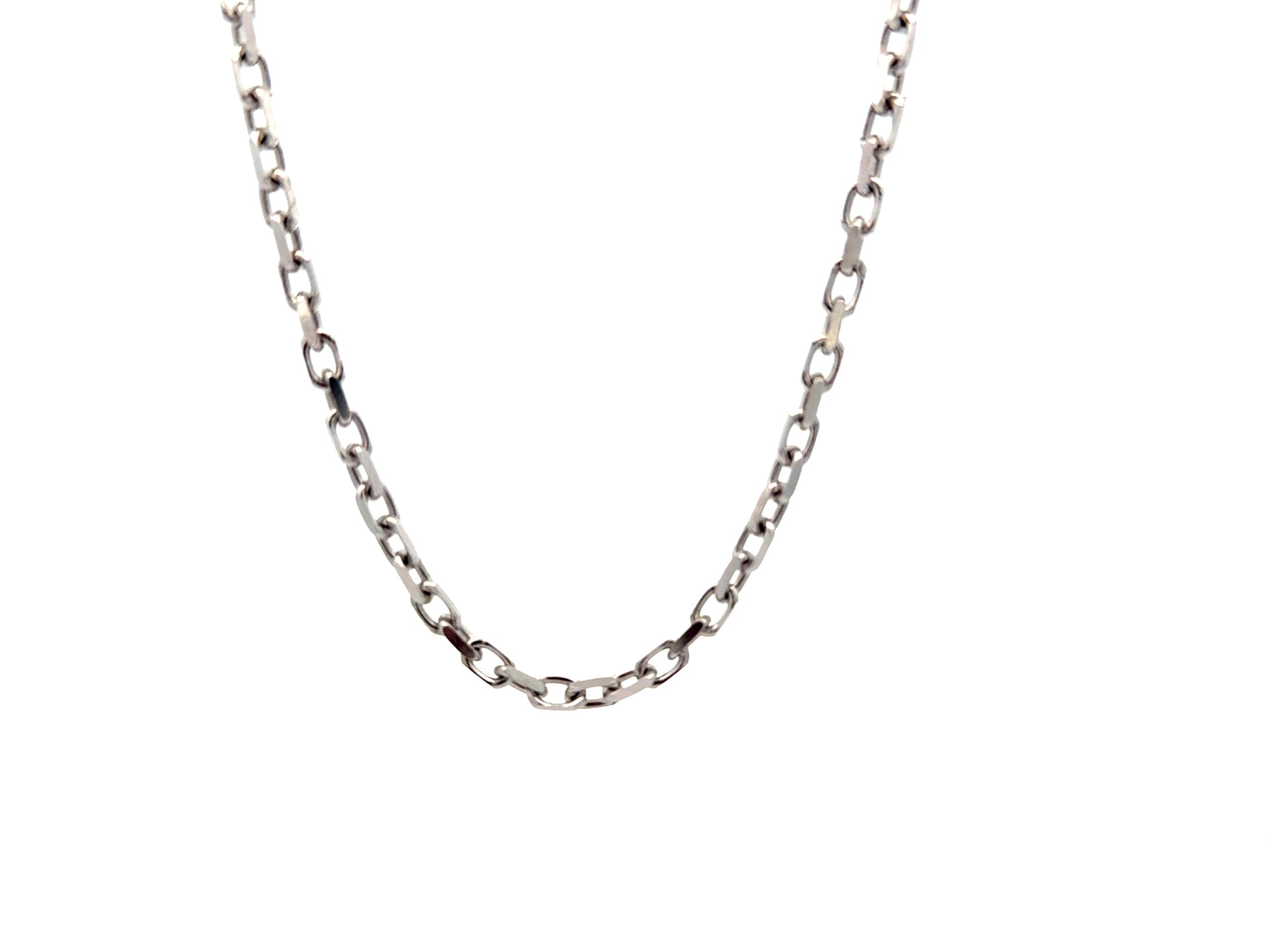 Rhodium Plated Sterling Silver Cable Link Chain Necklace