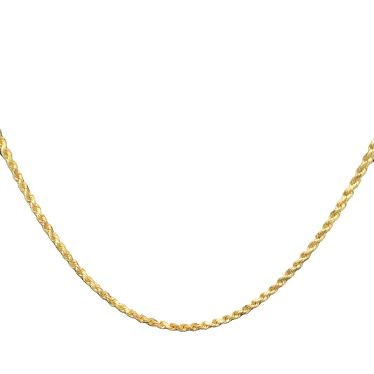14K Diamond-Cut Rope Gold Chain 2.2mm 16"