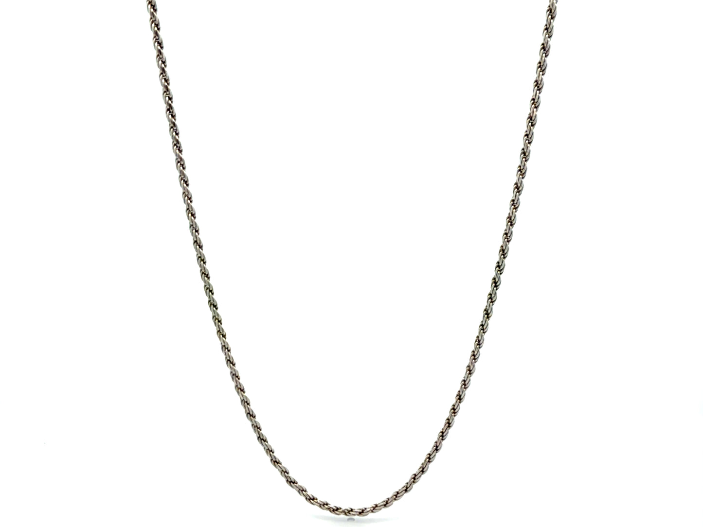Rhodium Plated Sterling Silver Rope Chain Necklace