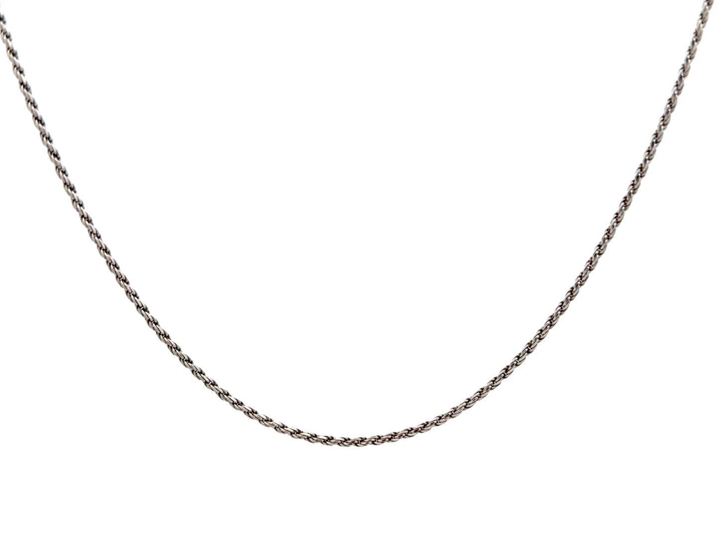 Rhodium Plated Sterling Silver Rope Chain Necklace