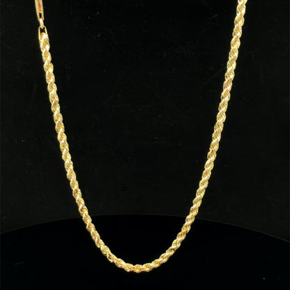 14K Diamond-Cut Rope Gold Chain, 2.3 mm, 20 in