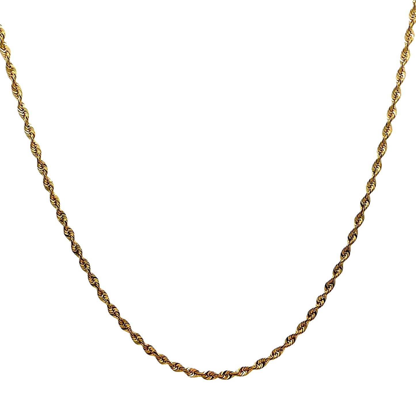 14K Yellow Gold Rope Chain Necklace 3.00 MM 22 Inch