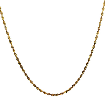 14K Yellow Gold Rope Chain Necklace, 22 in, 3.00 mm