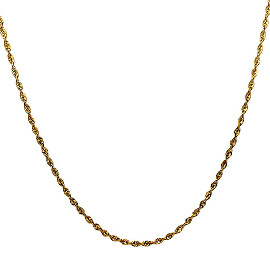 14K Yellow Gold Rope Chain Necklace 3.00 MM 22 Inch
