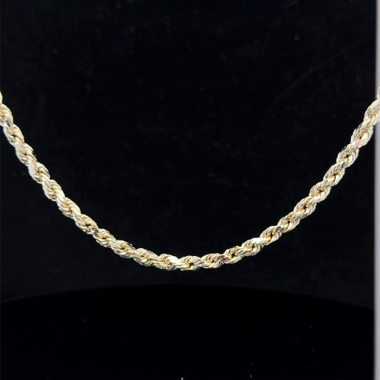 14K Diamond-Cut Rope Gold Chain 2.5mm 22"