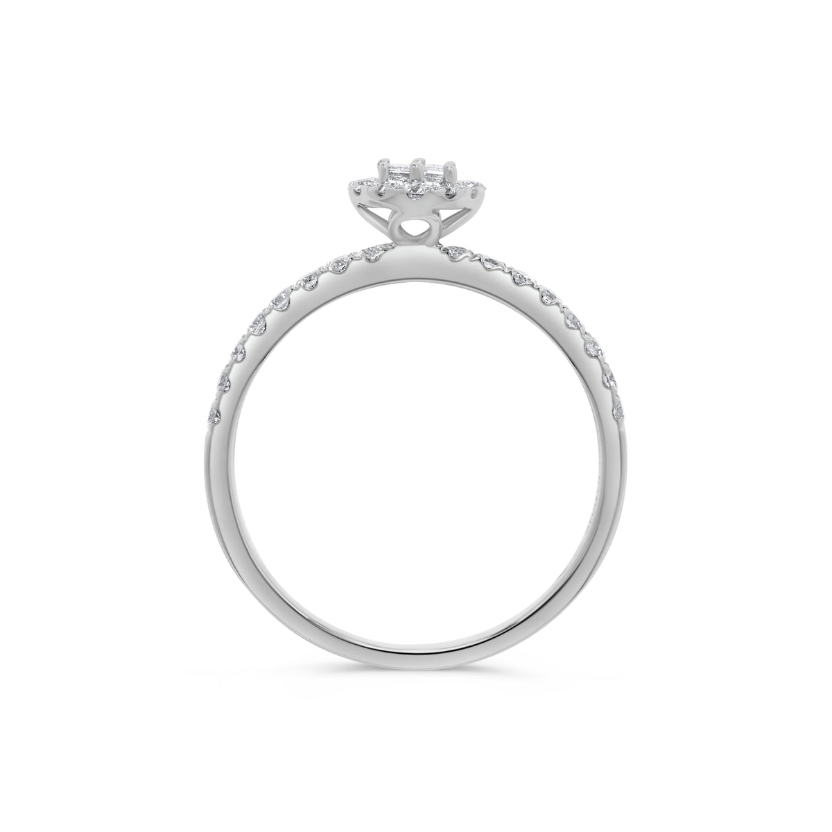 0.50 ct. t.w. Baguette Diamond & Round Halo Ring in 14K White Gold