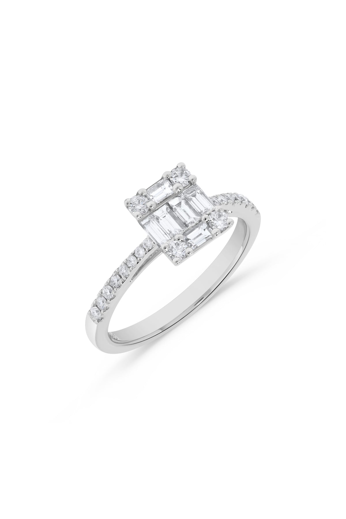 0.75 ct. t.w. Baguette Diamond Cluster Ring in 14K White Gold