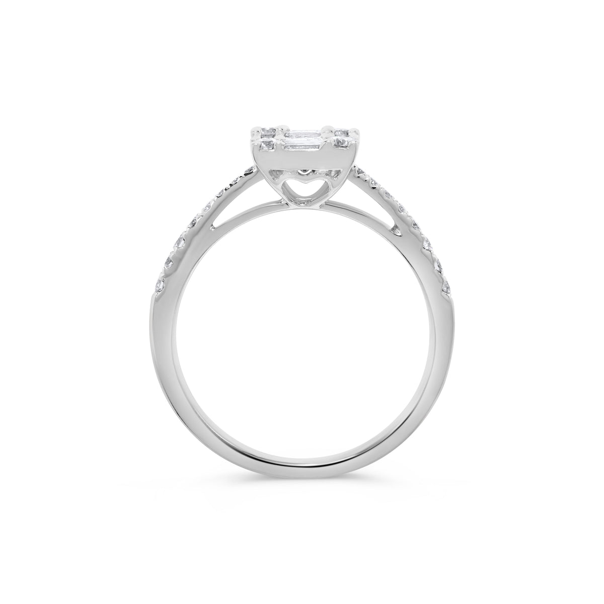 0.75 ct. t.w. Baguette Diamond Cluster Ring in 14K White Gold