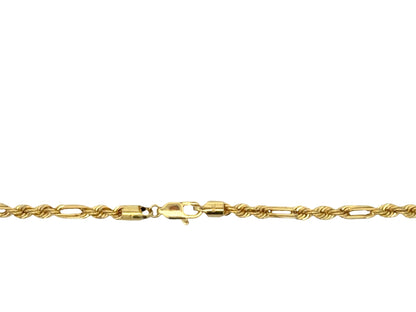 14K Gold Figaro Rope-Link Chain, 20 in, 4 mm