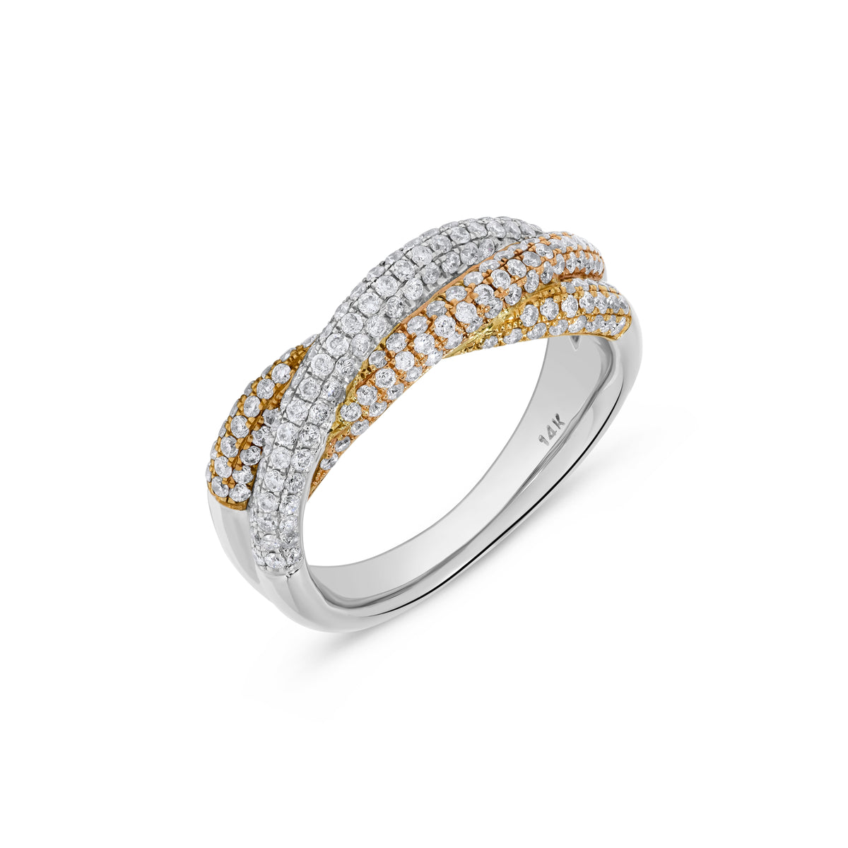 0.91 ct. t.w. Braided Twist Diamond Pavé Ring in 14K White Gold