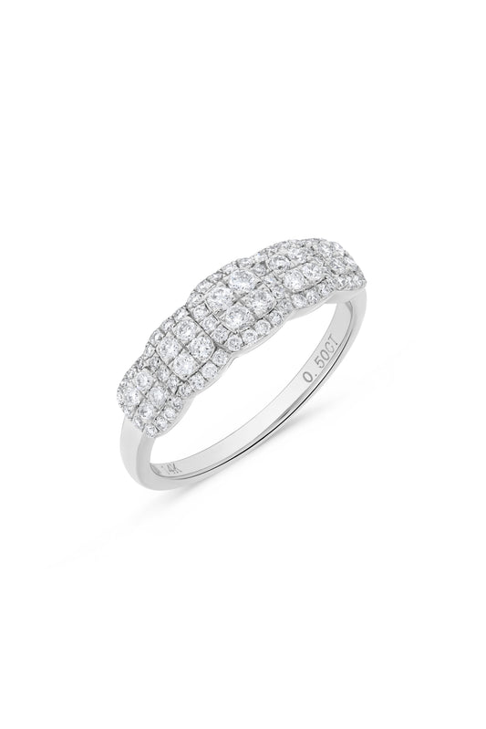 0.52 ct. t.w. Five-Section Round Diamond Cluster Ring in 14K White Gold