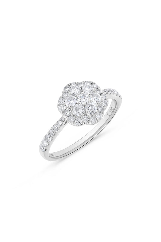 0.72 ct. t.w. Floral Round Diamond Cluster Ring in 14K White Gold