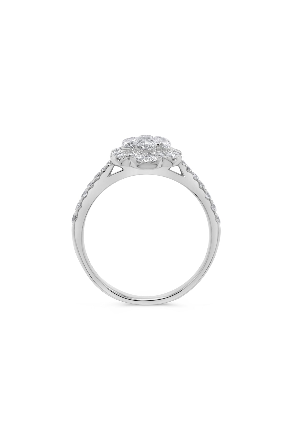 0.72 ct. t.w. Floral Round Diamond Cluster Ring in 14K White Gold