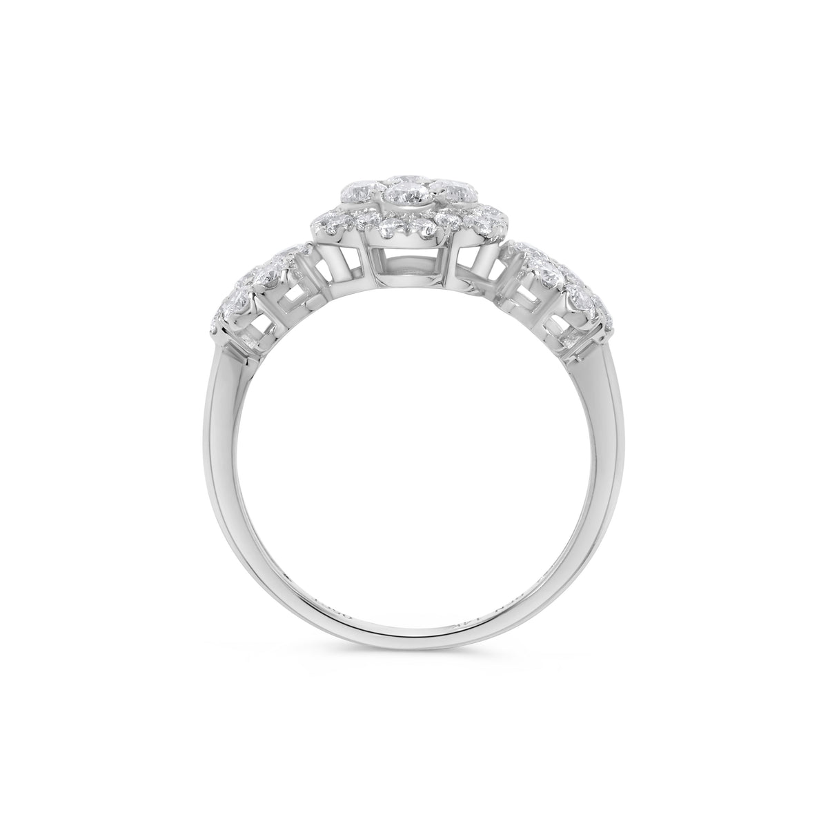 1.05 ct. t.w. Triple Floral Round Diamond Cluster Ring in 14K White Gold