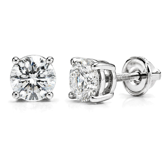 1.55 ct round CVD lab-grown diamond stud earrings in 14K white gold by Ancona Jewelry