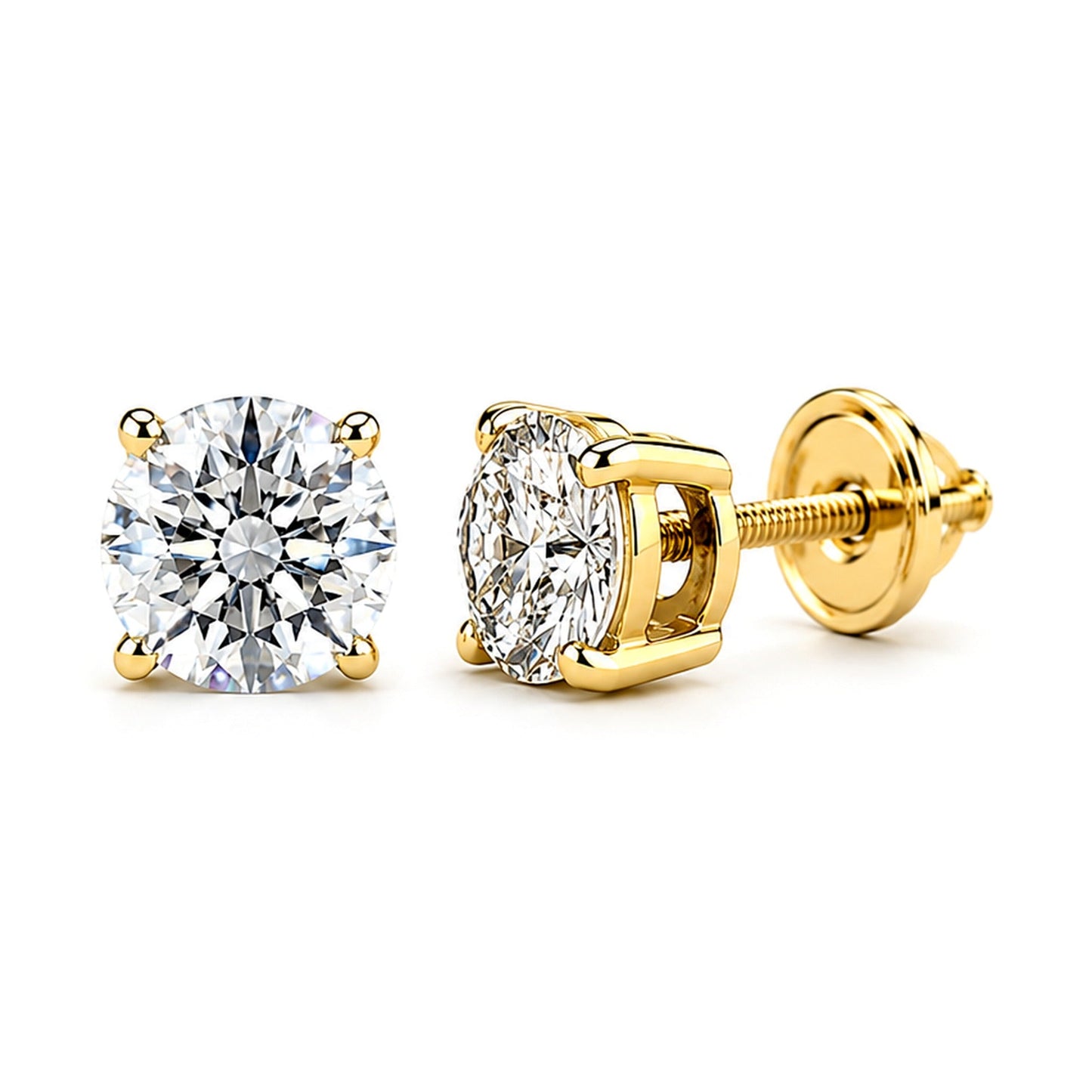 1.54 ct round CVD lab-grown diamond stud earrings in 14K yellow gold by Ancona Jewelry