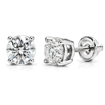 3.16 ct round CVD lab-grown diamond stud earrings in 14K white gold by Ancona Jewelry
