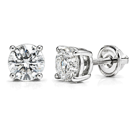1.54 ct round CVD lab-grown diamond stud earrings in 14K white gold by Ancona Jewelry
