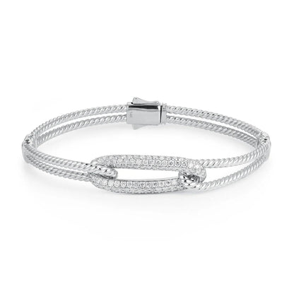 14K Gold Diamond Bangle Bracelet 7" – 1.34ct Natural VS-SI H-I Handset Diamonds (Yellow/White/Rose)