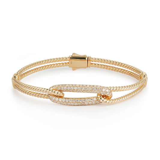 14K Gold Diamond Bangle Bracelet 7" – 1.34ct Natural VS-SI H-I Handset Diamonds (Yellow/White/Rose)