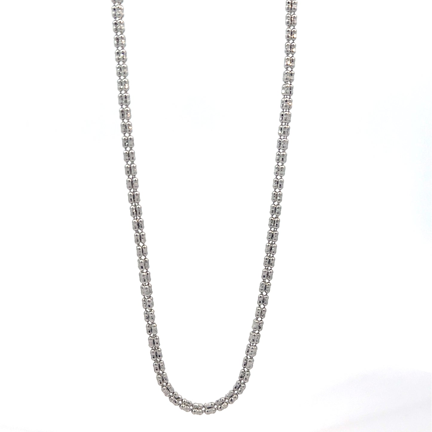 14K White Gold Diamond-Cut Ice Chain Necklace 24 inch 2.5mm 12.2g